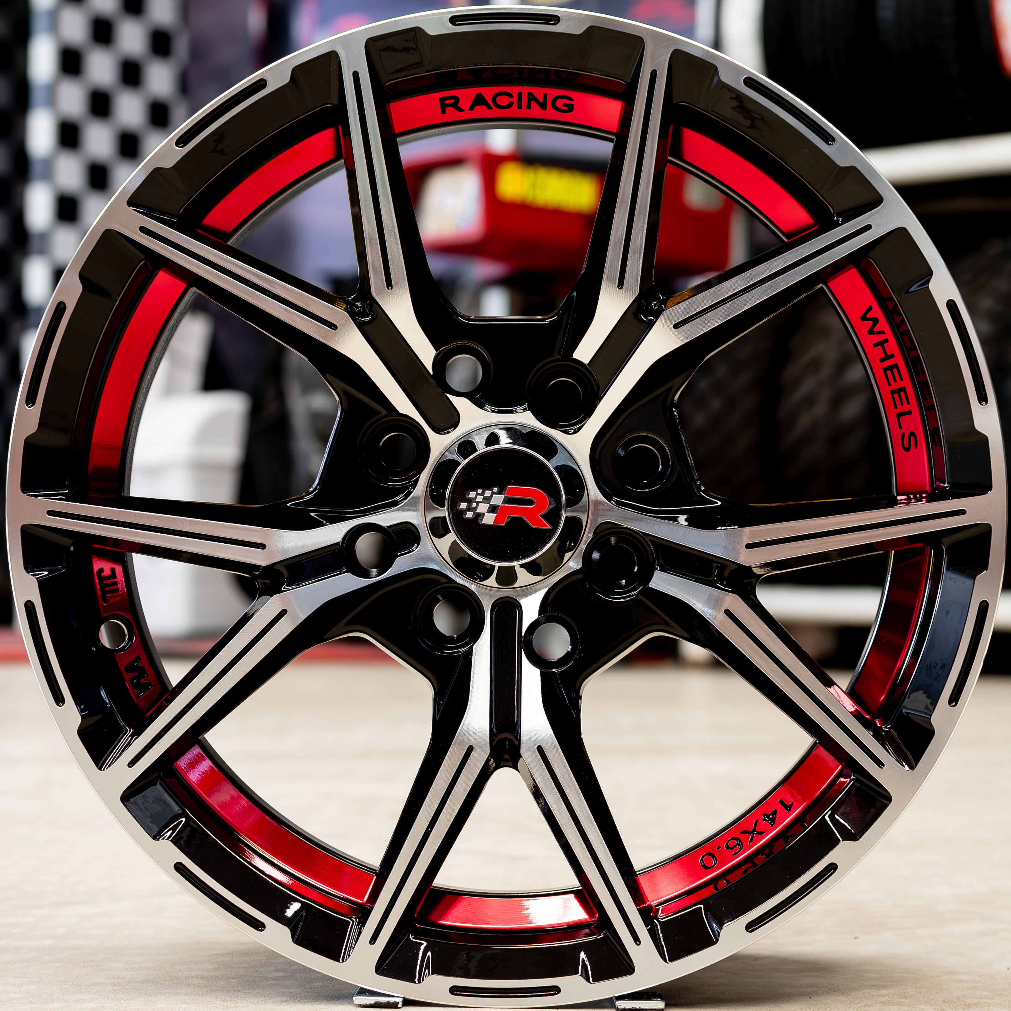 SET DE RINES 14” (14x6) – 8X100/114.3 BMF con Línea Roja